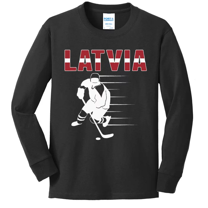 Latvia Ice Hockey Fans Jersey Latvian Hockey Team Supporter Kids Long Sleeve Shirt