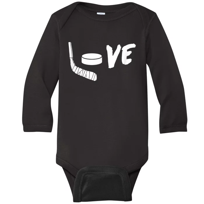 Love Ice Hockey Girl Hockey Gifts Womens Ice Hockey Baby Long Sleeve Bodysuit