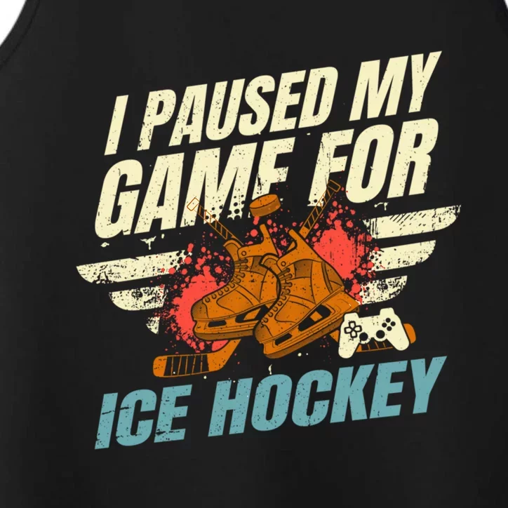 Love Ice Hockey And Video Games Funny Gift Performance Tank