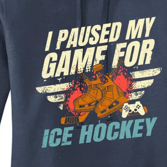 Love Ice Hockey And Video Games Funny Gift Women's Pullover Hoodie