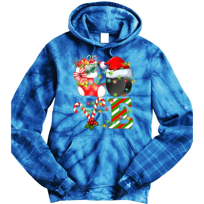 Love Ice Hockey Ball Christmas Tree Lights Decorations Xmas Gift Tie Dye Hoodie