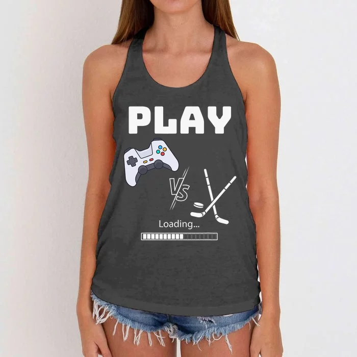 Love Ice Hockey Girls Hockey Gifts Ice Hockey Funny Women's Knotted Racerback Tank