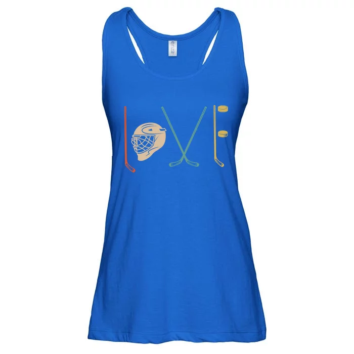 Love Ice Hockey Retro Hockey Sticks Gift Ladies Essential Flowy Tank