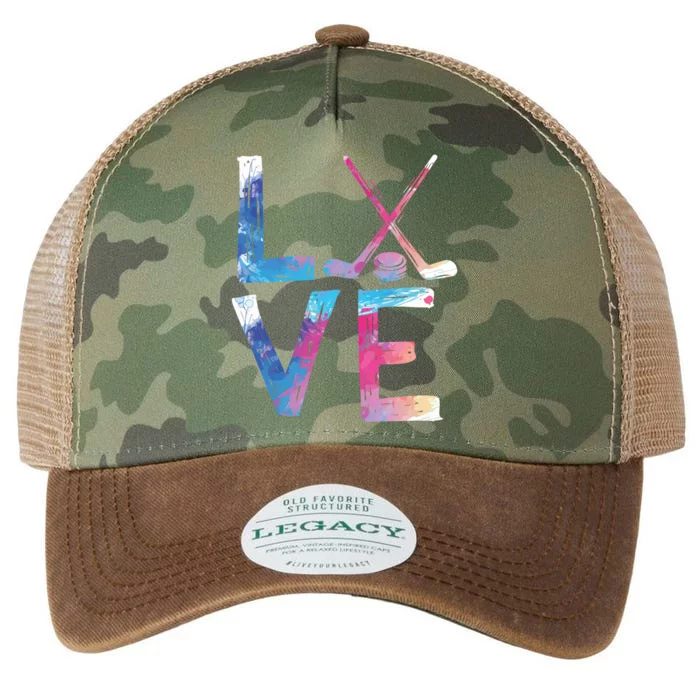 Love Ice Hockey Hockey Funny Gift Ice Hockey Gift Legacy Tie Dye Trucker Hat