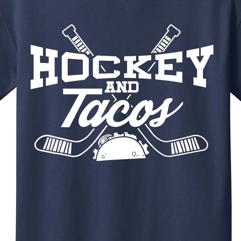 Love Ice Hockey Love Tacos Gift Design Idea Mexican Kids T-Shirt