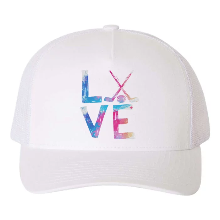 Love Ice Hockey Girls Hockey Gifts Yupoong Adult 5-Panel Trucker Hat