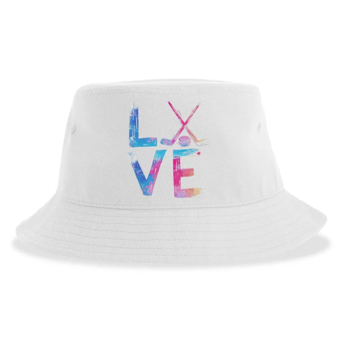 Love Ice Hockey Girls Hockey Gifts Sustainable Bucket Hat