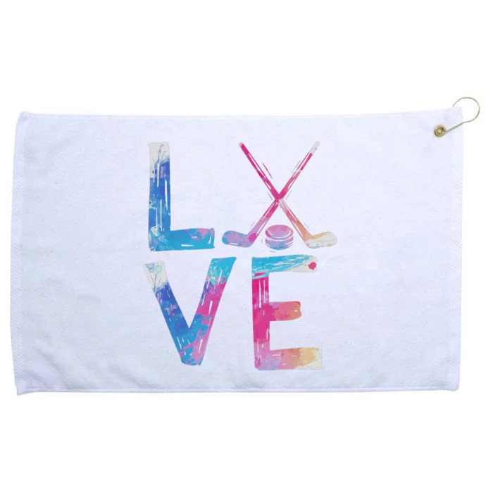 Love Ice Hockey Girls Hockey Gifts Grommeted Golf Towel