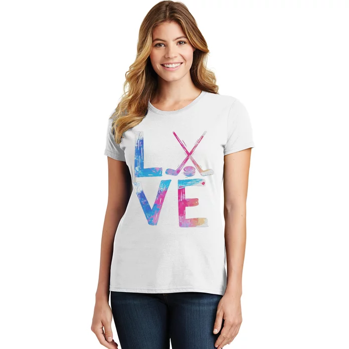 Love Ice Hockey Girls Hockey Gifts Women's T-Shirt