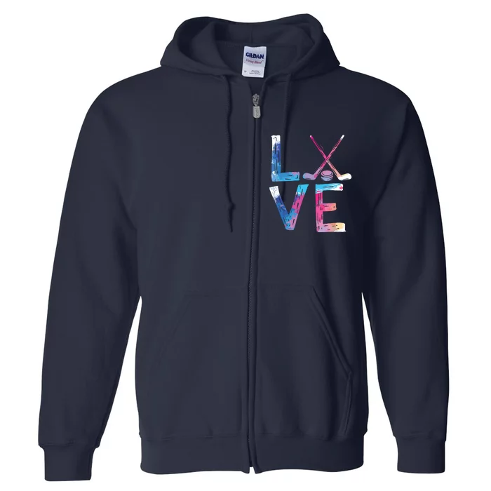 Love Ice Hockey Gifts Womens Ice Hockey Full Zip Hoodie