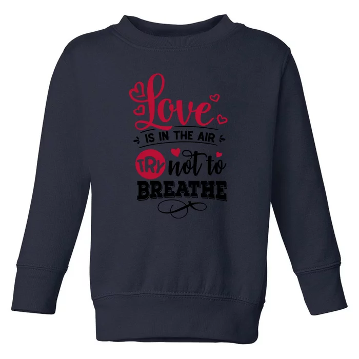 Love Is In The Air Try Not To Breathe Valentine Day Gift Toddler Sweatshirt