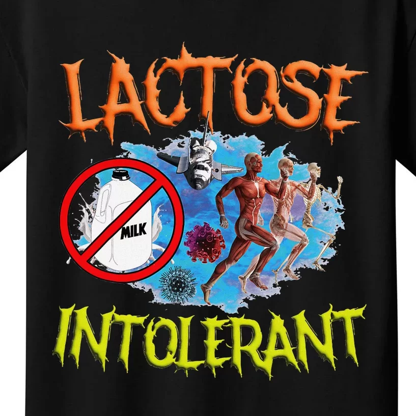 Lactose Intolerant Ironic Sarcastic Funny Humor Cringe Meme Kids T-Shirt