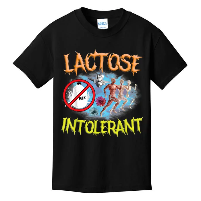 Lactose Intolerant Ironic Sarcastic Funny Humor Satire Retro Kids T-Shirt