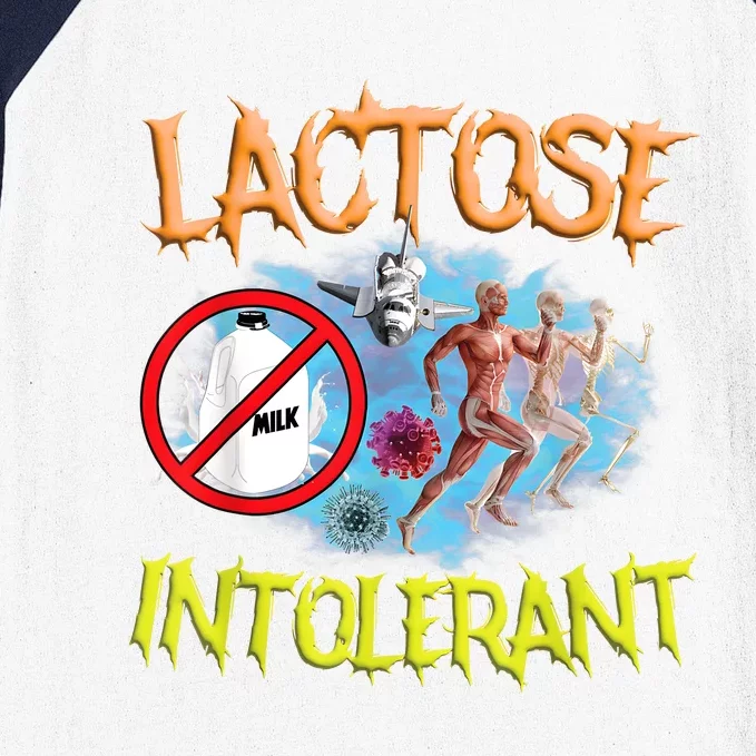 Lactose Intolerant Ironic Sarcastic Funny Humor Satire Retro Baseball Sleeve Shirt