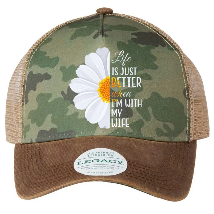 Life Is Just Better When I'm With My Wife Sunflower Legacy Tie Dye Trucker Hat