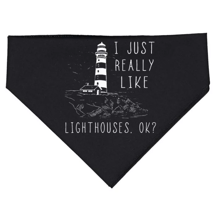 Lighthouse I Just Really Like Lighthouses Seaside Boating USA-Made Doggie Bandana