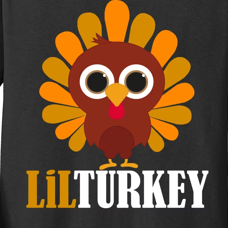 Lil Turkey Cute Thanksgiving Kids Long Sleeve Shirt