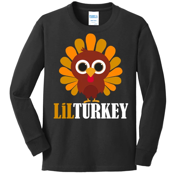 Lil Turkey Cute Thanksgiving Kids Long Sleeve Shirt