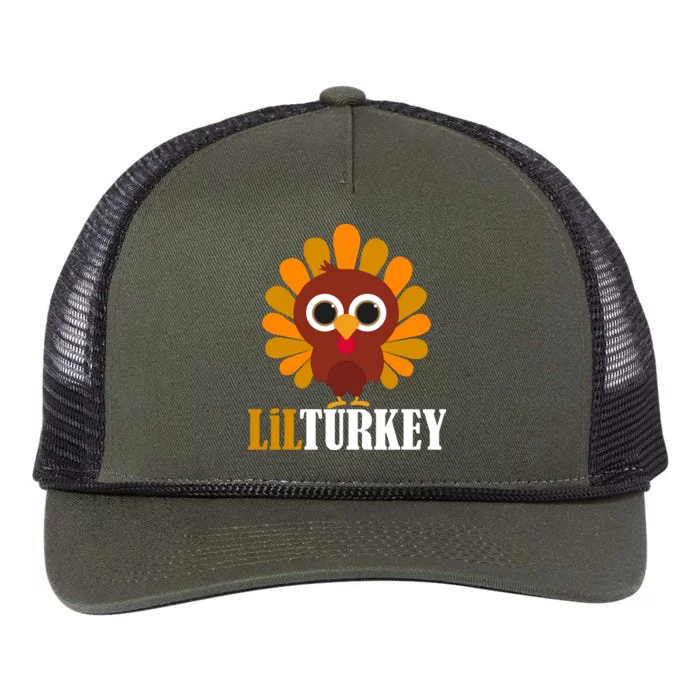 Lil Turkey Cute Thanksgiving Retro Rope Trucker Hat Cap