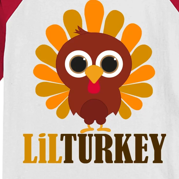 Lil Turkey Cute Thanksgiving Kids Colorblock Raglan Jersey