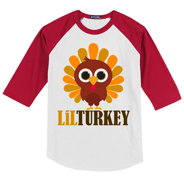 Lil Turkey Cute Thanksgiving Kids Colorblock Raglan Jersey