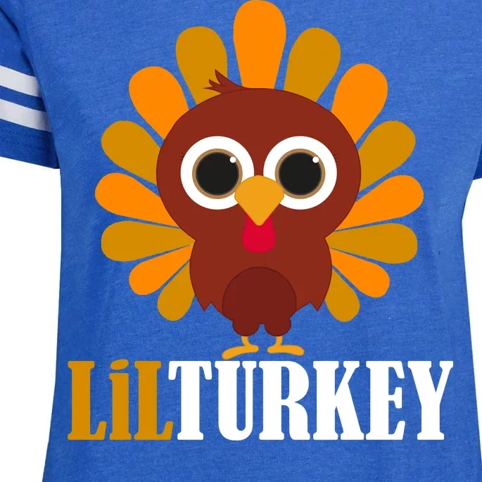 Lil Turkey Cute Thanksgiving Enza Ladies Jersey Football T-Shirt