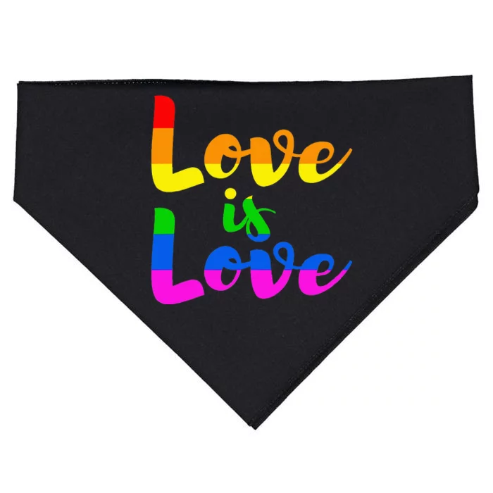 Love is Love Gay Rights LGBTQ+ Pride Month Queer Lesbian USA-Made Doggie Bandana