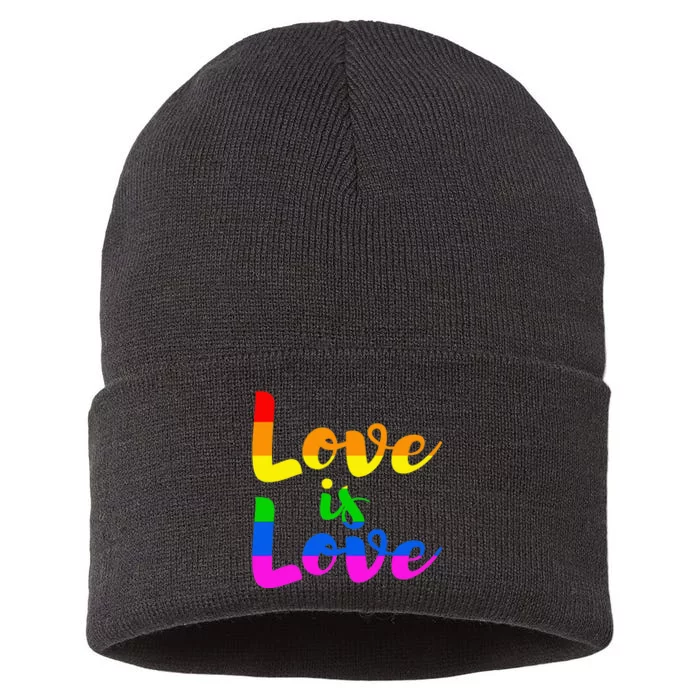 Love is Love Gay Rights LGBTQ+ Pride Month Queer Lesbian Sustainable Knit Beanie