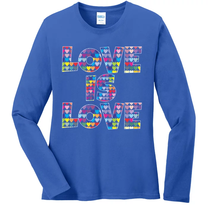 Love Is Love Gift Colorful Rainbow Hearts Lgbtq Awareness Gift Ladies Long Sleeve Shirt