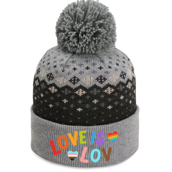 Love Is Love Pride Month LGBTQ Peace No Hate Classic The Baniff Cuffed Pom Beanie