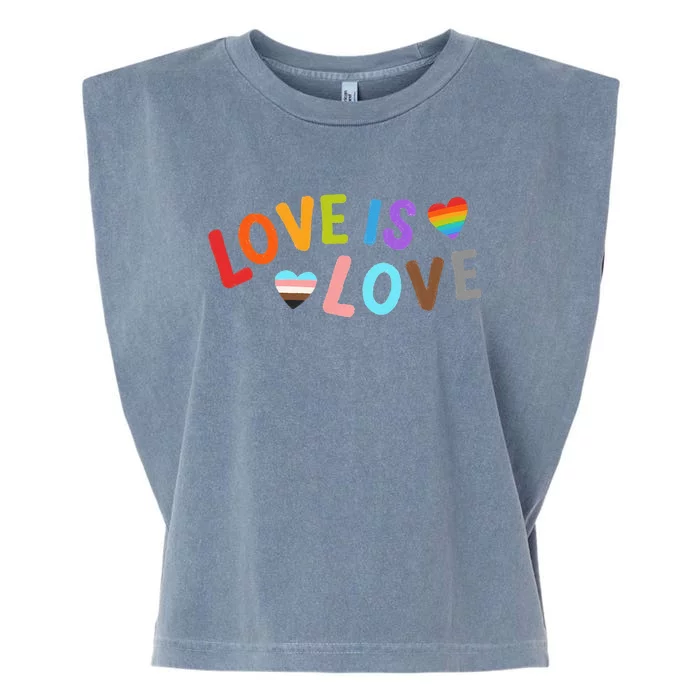 Love Is Love Pride Month LGBTQ Peace No Hate Classic Garment-Dyed Women's Muscle Tee