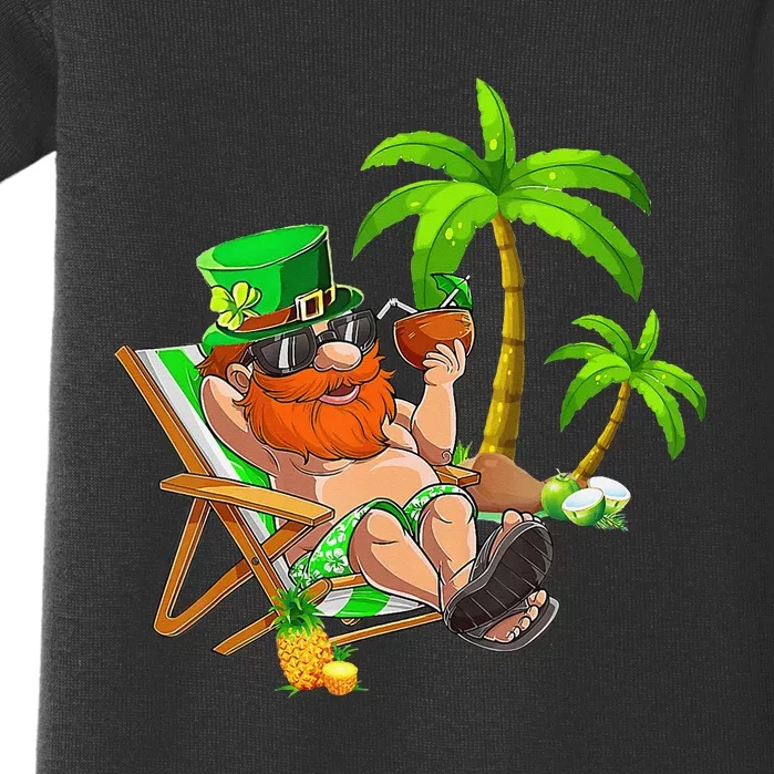 Lucky Irish Leprechaun Hawaiian Surfing St Patrick Day Retro Baby Bodysuit