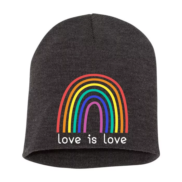 Love Is Love Rainbow Pride Month Short Acrylic Beanie