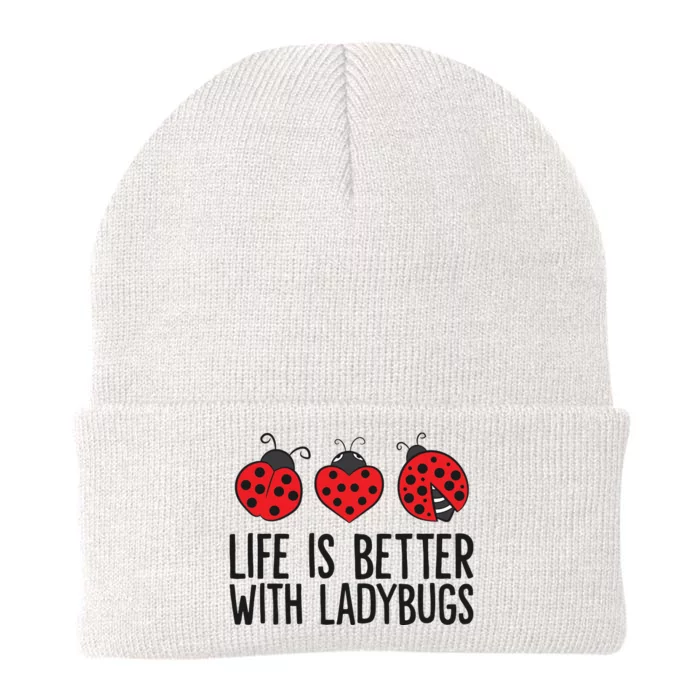 Ladybug Insects Life Is Better With Ladybugs Knit Cap Winter Beanie