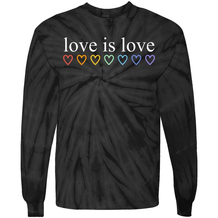 Love Is Love Rainbow Hearts Pride Month Tie-Dye Long Sleeve Shirt