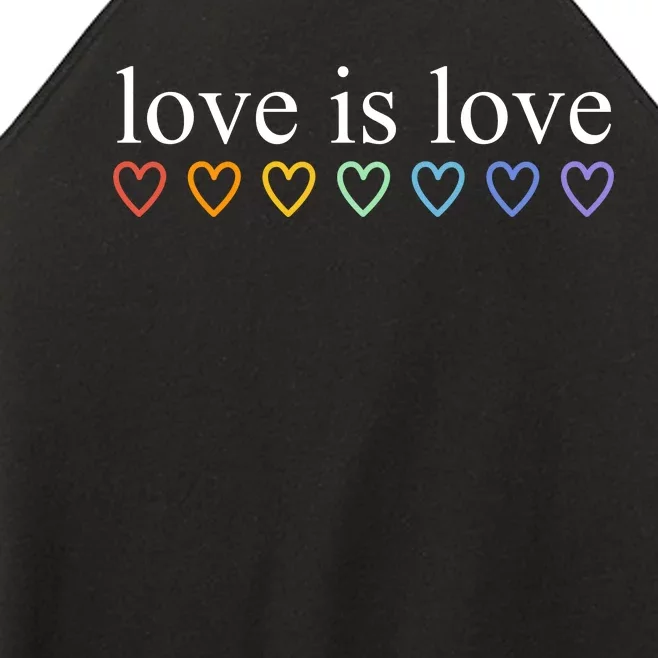 Love Is Love Rainbow Hearts Pride Month Women’s Perfect Tri Rocker Tank