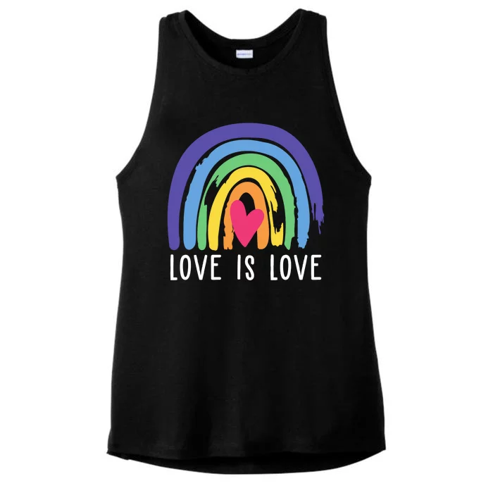 Love Is Love Rainbow LGBTQ Ladies Tri-Blend Wicking Tank