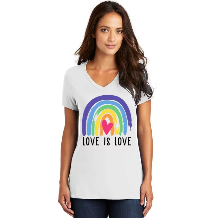 Love Is Love Rainbow LGBTQ Women's V-Neck T-Shirt