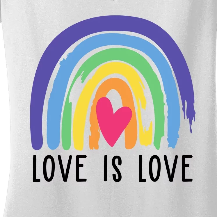 Love Is Love Rainbow LGBTQ Women's V-Neck T-Shirt