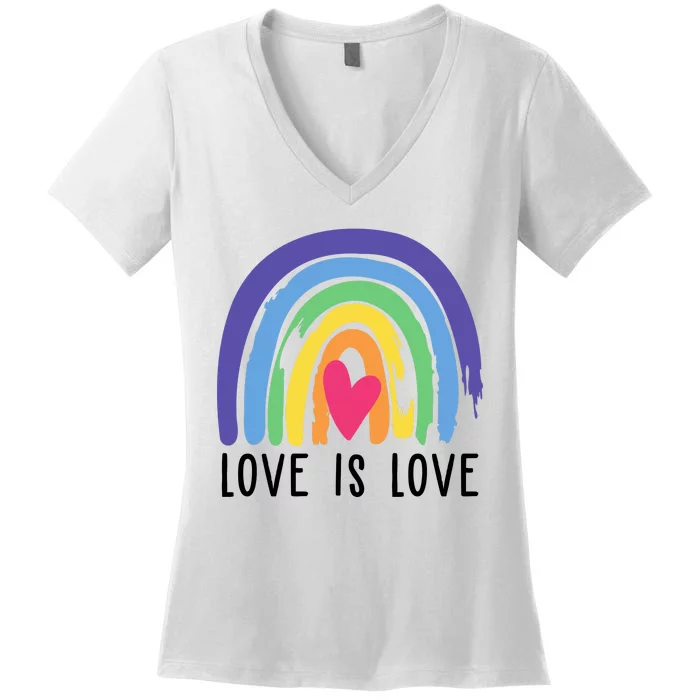 Love Is Love Rainbow LGBTQ Women's V-Neck T-Shirt