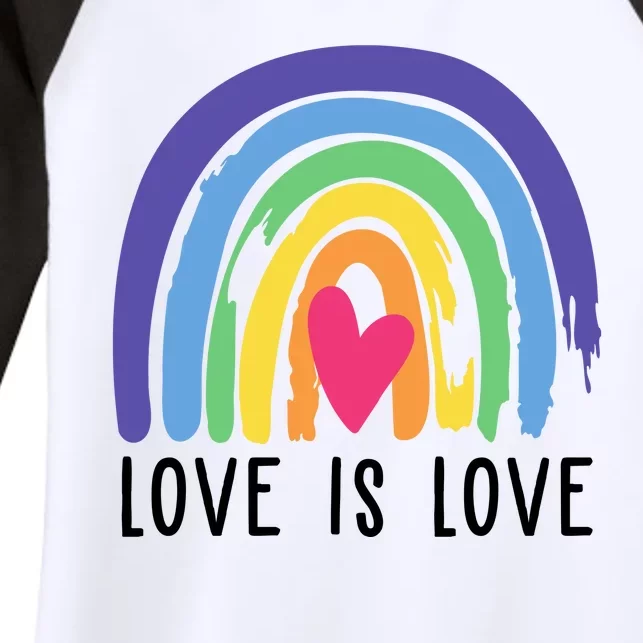 Love Is Love Rainbow LGBTQ Women's Tri-Blend 3/4-Sleeve Raglan Shirt