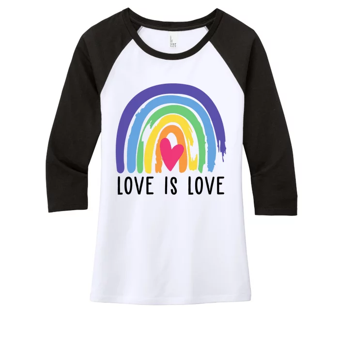 Love Is Love Rainbow LGBTQ Women's Tri-Blend 3/4-Sleeve Raglan Shirt