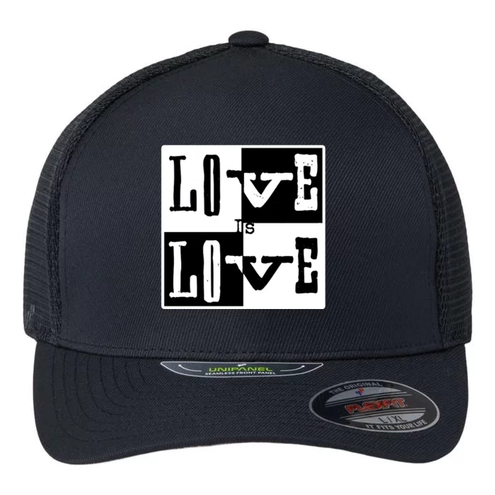 Love IS Love Typography Square Flexfit Unipanel Trucker Cap