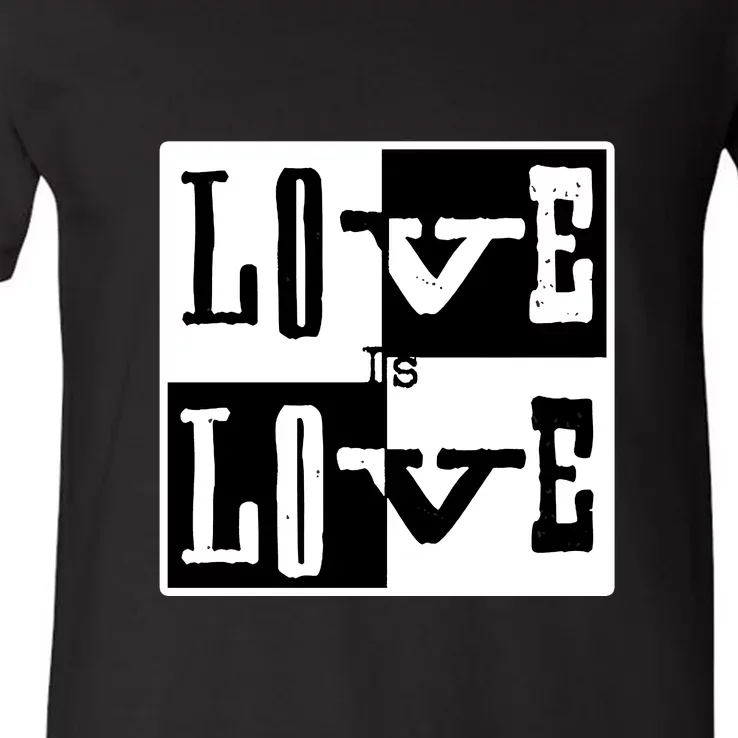 Love IS Love Typography Square V-Neck T-Shirt