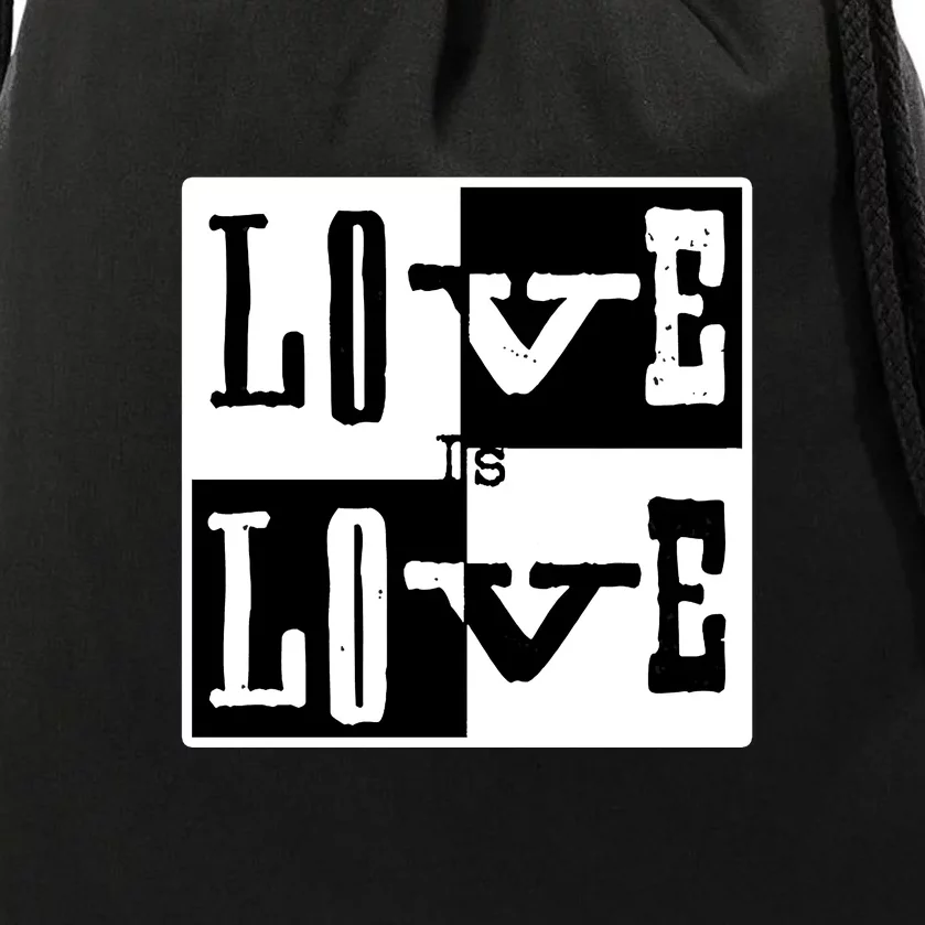 Love IS Love Typography Square Drawstring Bag