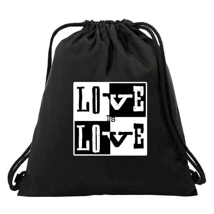 Love IS Love Typography Square Drawstring Bag