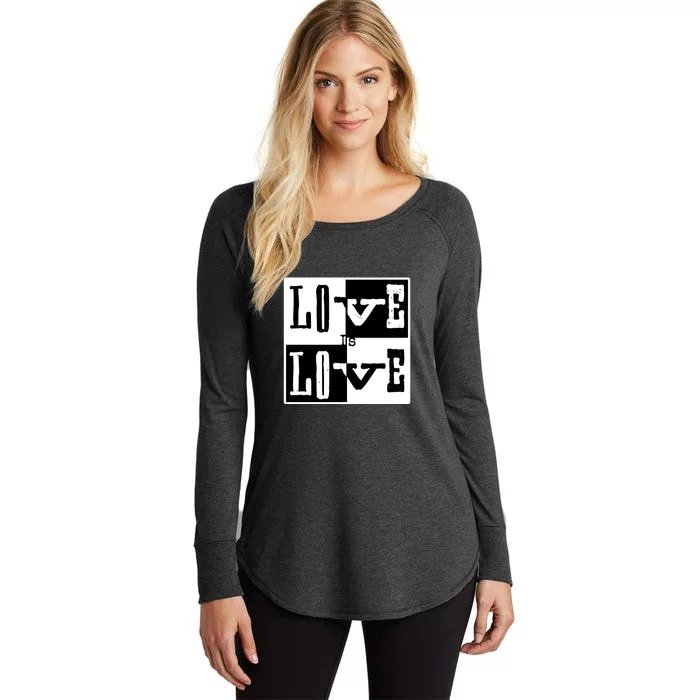 Love IS Love Typography Square Women's Perfect Tri Tunic Long Sleeve Shirt