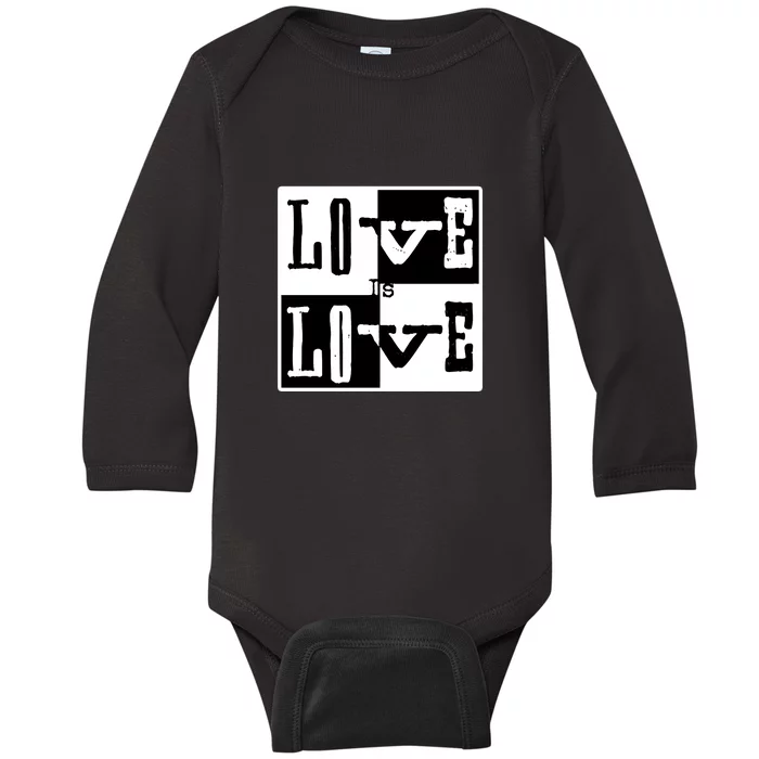 Love IS Love Typography Square Baby Long Sleeve Bodysuit