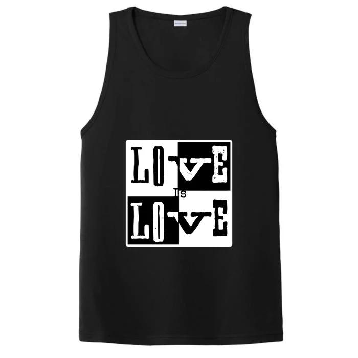 Love IS Love Typography Square Performance Tank