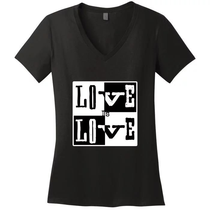 Love IS Love Typography Square Women's V-Neck T-Shirt